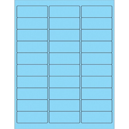 Officespace 2.63 x 1 in. Fluorescent Pastel Blue Rectangle Laser Labels, 3000PK OF2536979